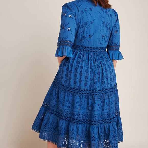 NWT Anthropologie Robin Tiered Eyelet Midi Dress - Picture 4 of 6